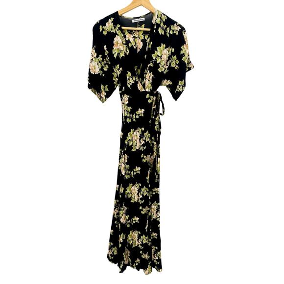 Reformation S arielle black floral wrap maxi dress - Picture 3 of 7